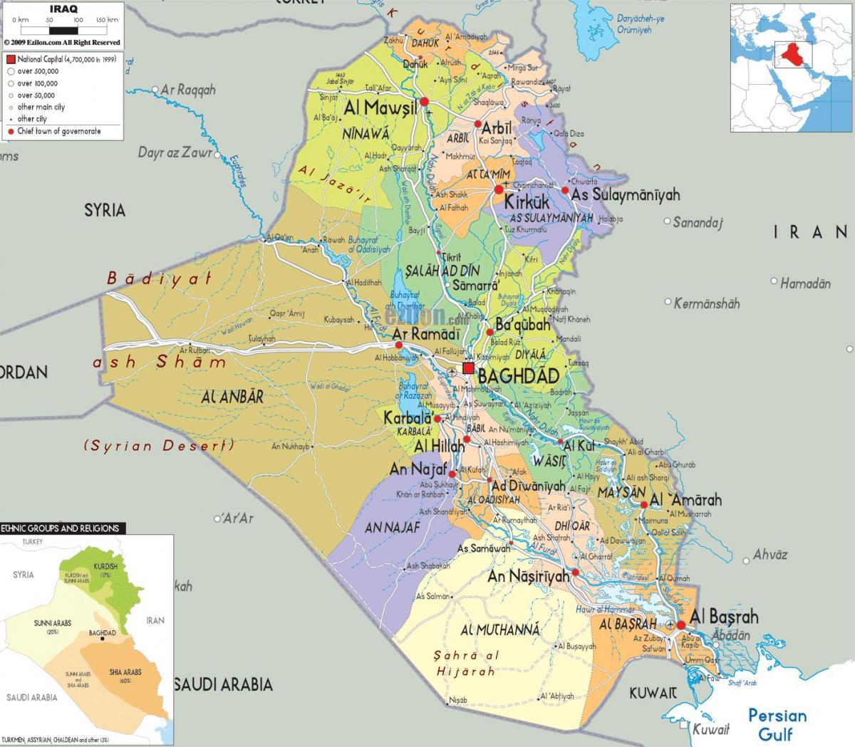Ирак хотуудын газрын зураг